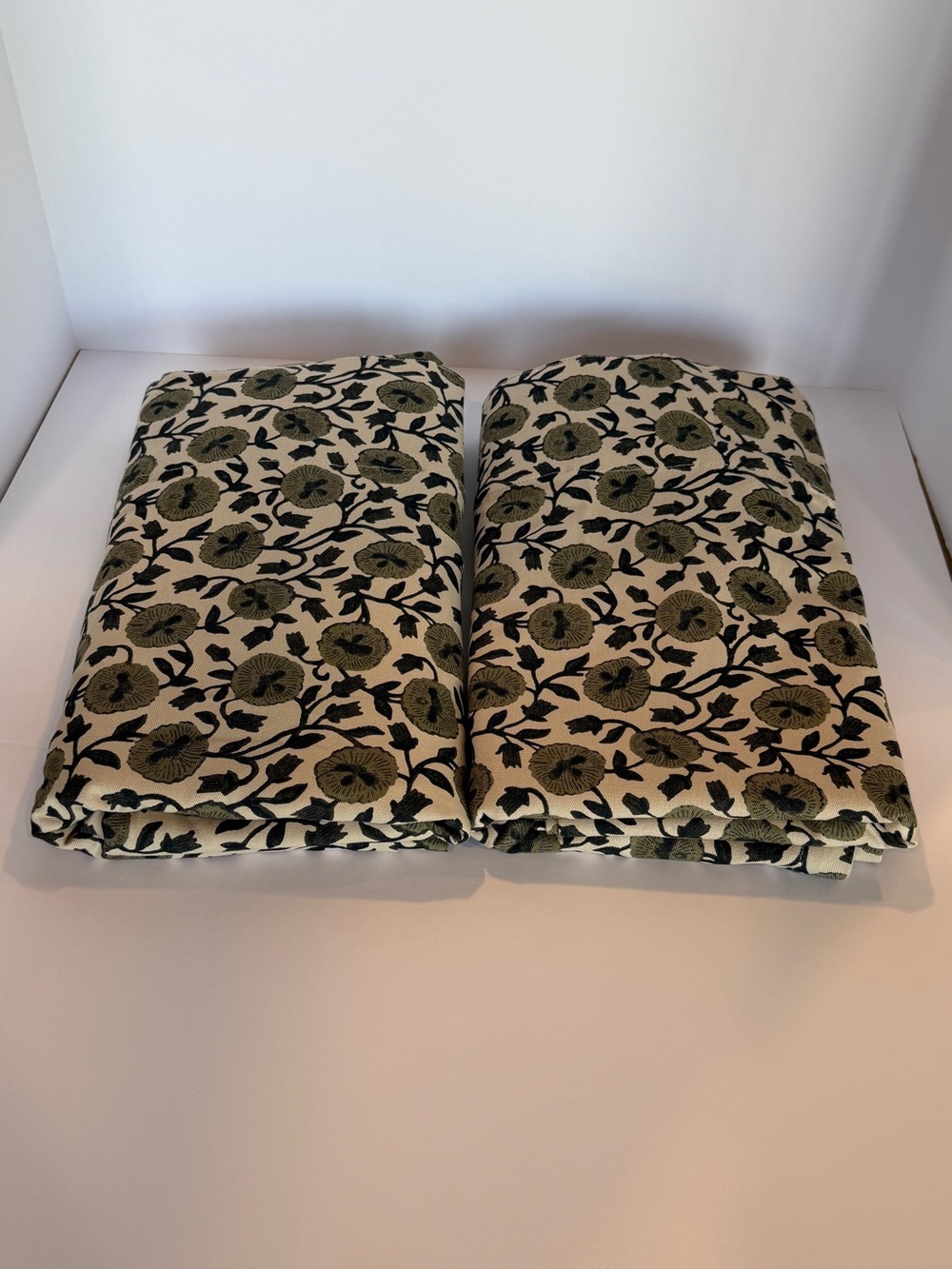 West Elm Olive Laney Floral Curtain Green Floral Drapery 2 Panels 48”x108” each - Picture 10 of 11